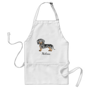 Black And Tan Dapple Short Hair Dachshund & Name Standard Apron