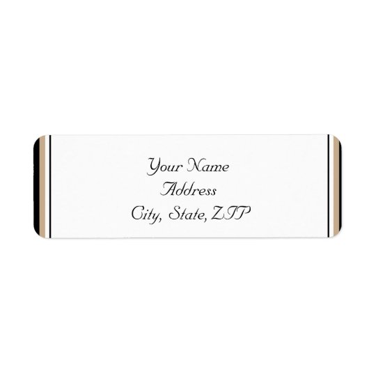 Black and Tan Diamond Frame Monogram Return Address Label
