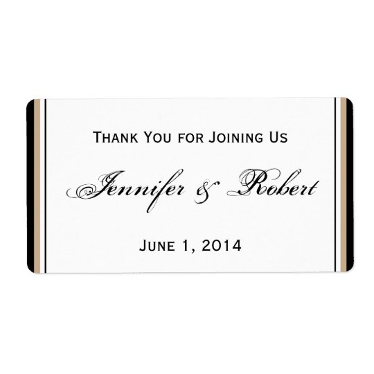 Black and Tan Diamond Frame Water Bottle Label Shipping Label