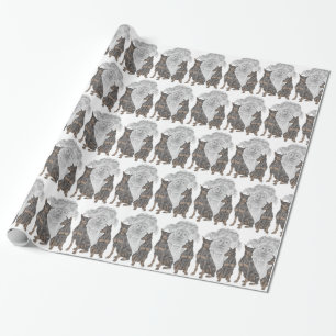 Black and Tan Doberman Dogs Wrapping Paper