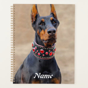 Black and Tan Doberman Pinscher in Jewelled collar Planner