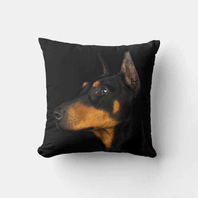 Black and tan Doberman Pinscher pillow. Throw Pillow (Front)