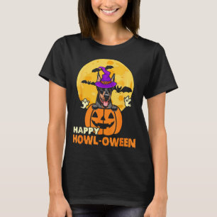 Black And Tan Doberman Witch Dog Happy Halloween T-Shirt