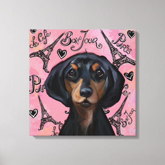 Black and Tan Doxie Canvas Print (Front)