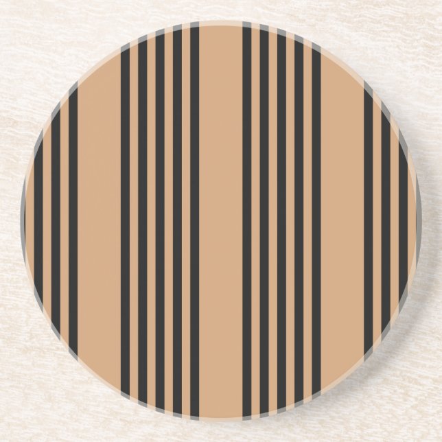 Black and tan five stripe pattern coaster (Front)