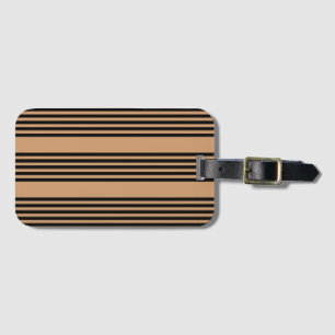 Black and tan five stripe pattern luggage tag