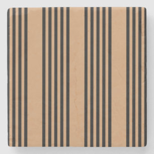 Black and tan five stripe pattern stone coaster