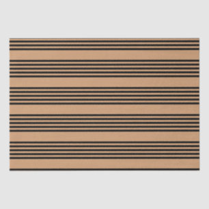 Black and tan five stripe pattern tissue paper