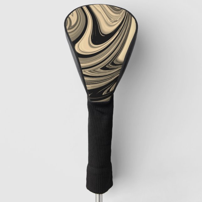 Black and Tan Floe Pattern Golf Head Cover (Front)