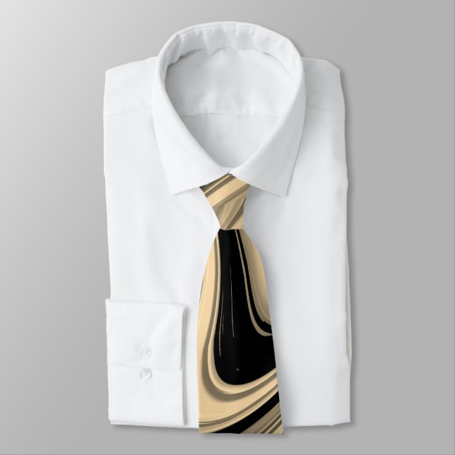 Black and Tan Floe Pattern Tie (Tied)