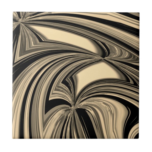 Black and Tan Floe Pattern Tile (Front)