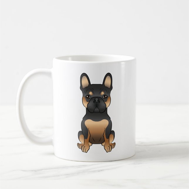 Black And Tan French Bulldog Cute Cartoon Dog Coffee Mug (Left)