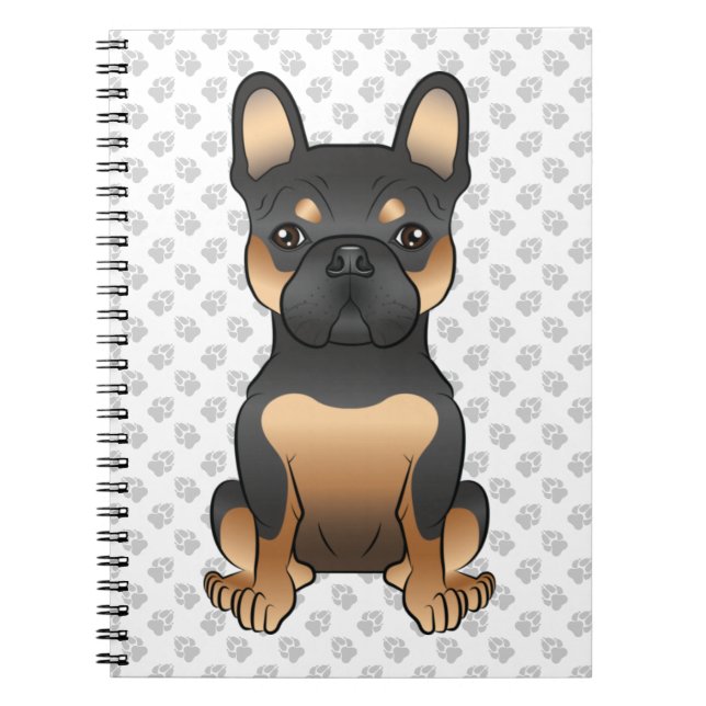 Black And Tan French Bulldog / Frenchie Dog & Paws Notebook (Front)