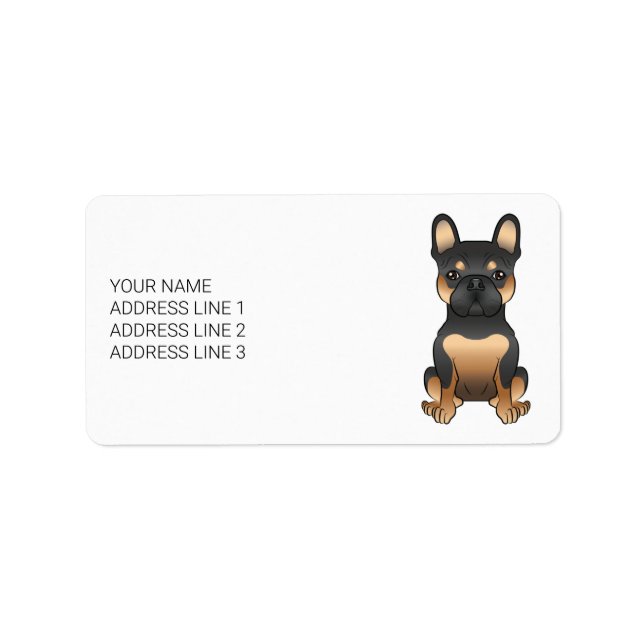 Black And Tan French Bulldog / Frenchie Dog & Text Label (Front)
