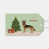 Black And Tan German Shepherd And A Christmas Tree