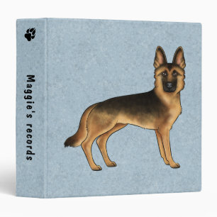 Black And Tan German Shepherd And Custom Text Blue Binder