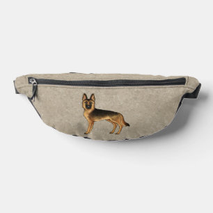 Black And Tan German Shepherd Cartoon Dog Brown Fanny Pack