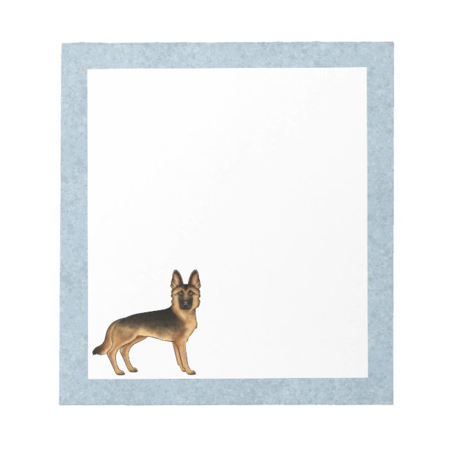 Black And Tan German Shepherd Cartoon GSD Dog Notepad (Front)