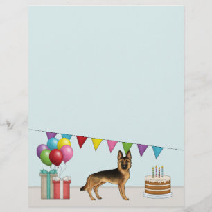 Black And Tan German Shepherd Colourful Birthday Letterhead