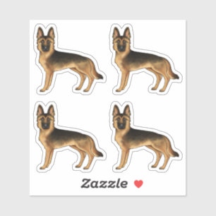 Black And Tan German Shepherd Cute Cartoon Dogs