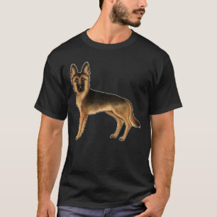 Black And Tan German Shepherd Cute GSD Dog Drawing T-Shirt