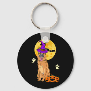 Black And Tan German Shepherd Witch Halloween Keychain