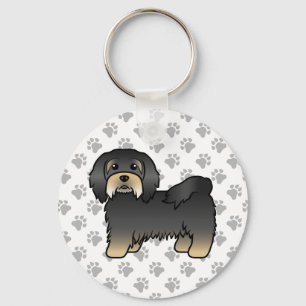 Black And Tan Havanese Cute Cartoon Dog Keychain