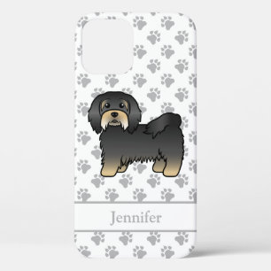Black And Tan Havanese Cute Cartoon Dog & Name iPhone 12 Case