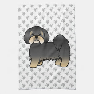 Black And Tan Lhasa Apso Cute Cartoon Dog Kitchen Towel
