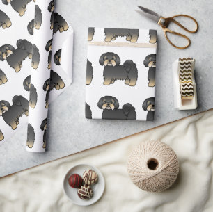 Black And Tan Lhasa Apso Cute Cartoon Dog Pattern Wrapping Paper