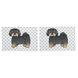 Black And Tan Lhasa Apso Cute Cartoon Dog Pillowcase