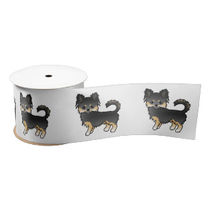Black And Tan Long Coat Chihuahua Cartoon Dog Satin Ribbon