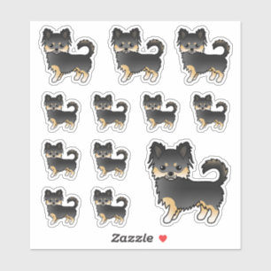 Black And Tan Long Coat Chihuahua Cartoon Dogs