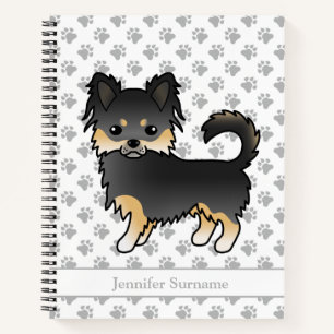 Black And Tan Long Coat Chihuahua Dog & Text Notebook