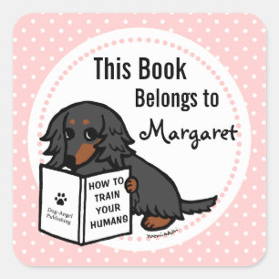 Black and Tan Long Haired Dachshund 2 Square Sticker