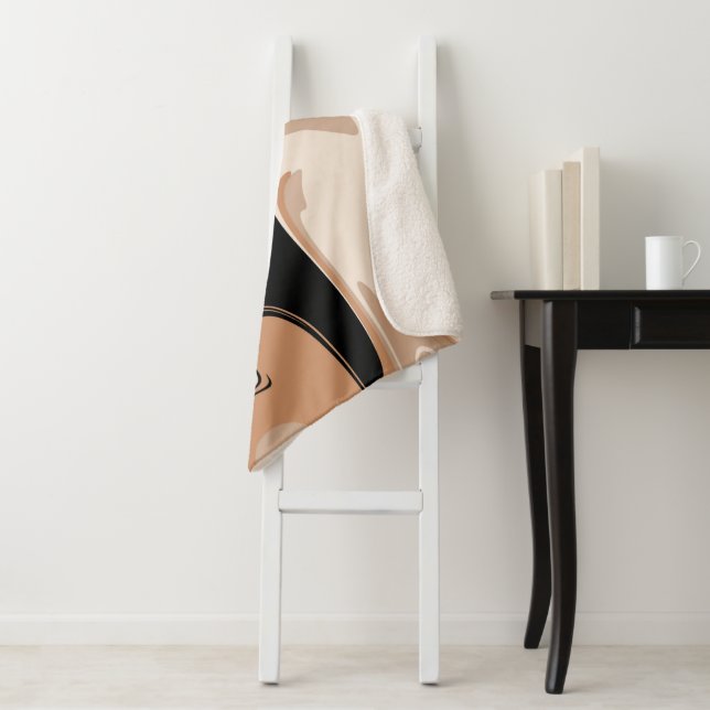 Black and Tan Marble Pattern Sherpa Blanket (In Situ)
