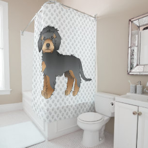 Black And Tan Mini Goldendoodle Cartoon Dog & Paws