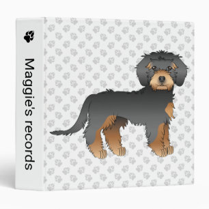 Black And Tan Mini Goldendoodle Cartoon Dog & Text Binder