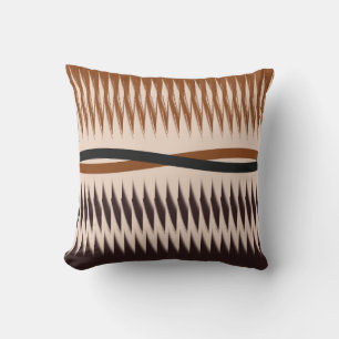 Black and Tan Modern Print Outdoor Pillow