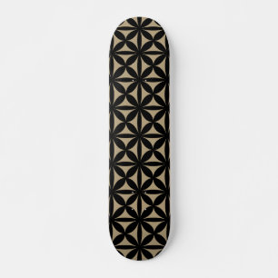 Black and Tan Modern / Retro Print Skateboard