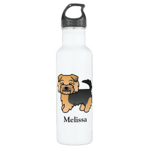 Black And Tan Norfolk Terrier Cartoon Dog & Name 710 Ml Water Bottle