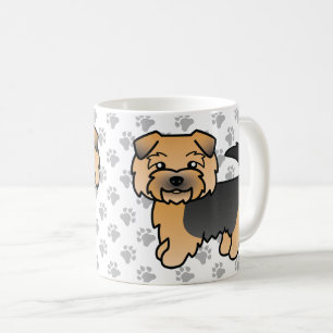 Black And Tan Norfolk Terrier Cartoon Dog & Paws Coffee Mug