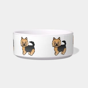 Black And Tan Norwich Terrier Cute Cartoon Dogs Bowl