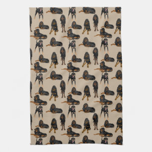 Black and Tan on Tan Kitchen Towel