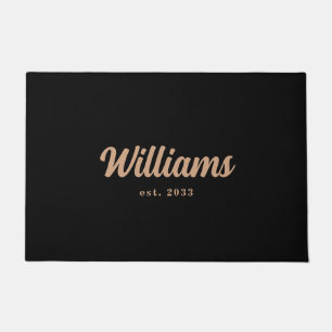 Black and Tan Personalized Family Last Name Doormat