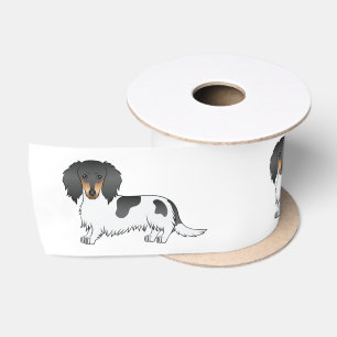 Black And Tan Piebald Long Hair Dachshund Dog Satin Ribbon