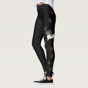 Black And Tan Piebald Long Hair Dachshund & Paws Leggings