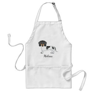 Black And Tan Piebald Short Hair Dachshund & Name Standard Apron