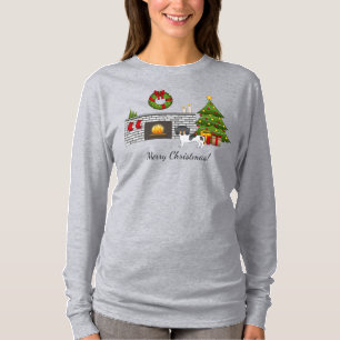 Black And Tan Pied Short Hair Dachshund Christmas T-Shirt