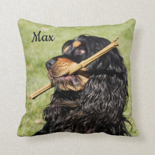 Black and Tan Playful Cocker Spaniel Puppy Dog Throw Pillow